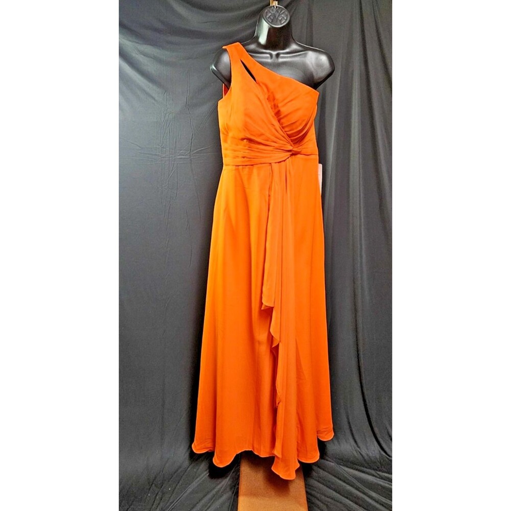WOMEN'S SIZE 8 ORANGE CHIFFON ONE SHOULDER CORSET FORMAL/PROM GOWN NWT